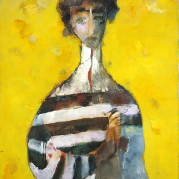 Painting titled "Self-portrait on a…" by Gagik Kurginyan, Original Artwork, Oil