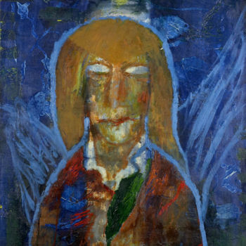 Painting titled "Blue Angel" by Gagik Kurginyan, Original Artwork, Oil