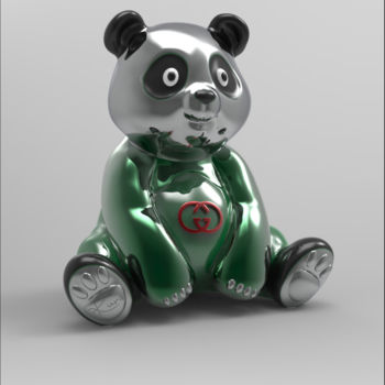 Sculpture titled "Panda Kuro Gucci Gr…" by Thibault Kuro, Original Artwork, Resin