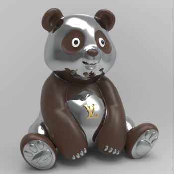 Escultura intitulada "Panda Kuro Brown Lo…" por Thibault Kuro, Obras de arte originais, Resina