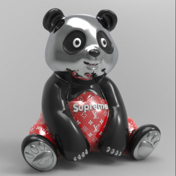 雕塑 标题为“Panda Kuro Black Su…” 由Thibault Kuro, 原创艺术品, 树脂