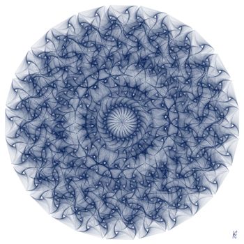 Digitale Kunst getiteld "Dark blue wheel of…" door Kurotory, Origineel Kunstwerk, 2D Digital Work