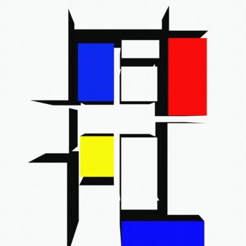 Printmaking titled "3d Mondriaan #2" by Kurotory, Original Artwork, 2D Digital Work