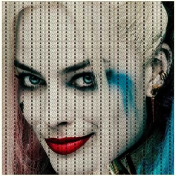Arts numériques intitulée "Harley Quinn on Jok…" par Kurotory, Œuvre d'art originale, Impression numérique Monté sur Alumini…