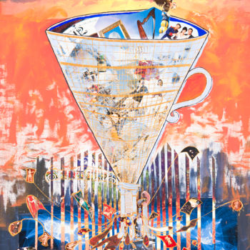 Malerei mit dem Titel "Weltentrichter" von Kurt Manhart, Original-Kunstwerk, Acryl