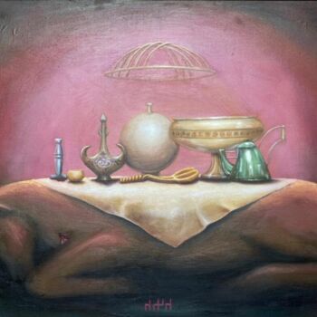 Картина под названием "3d. Past. Tableclot…" - Kuvandik Dusmanov, Подлинное произведение искусства, Масло