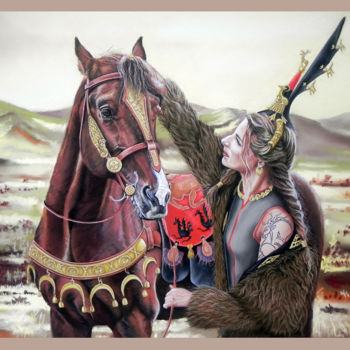 Dessin intitulée "Scythians. Altai Pr…" par Anna Pershneva, Œuvre d'art originale, Pastel