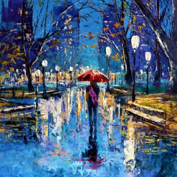 Картина под названием "Вечер в парке" - Сергей Ефремов, Подлинное произведение искусства, Масло