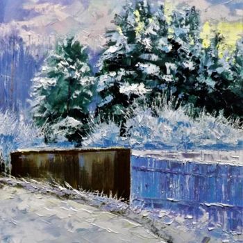 Pintura intitulada "Зимний вечер" por Sergei Efremov, Obras de arte originais, Óleo