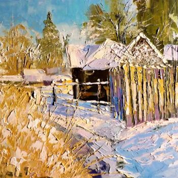 Pintura intitulada "Морозное утро" por Sergei Efremov, Obras de arte originais, Óleo