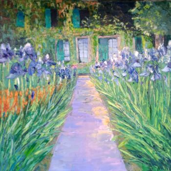 Картина под названием "Утро в саду" - Сергей Ефремов, Подлинное произведение искусства, Масло