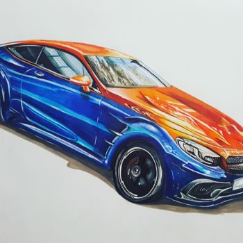 Dessin intitulée "Mercedes-Benz S-cla…" par Artem Kuzmichev, Œuvre d'art originale, Conté