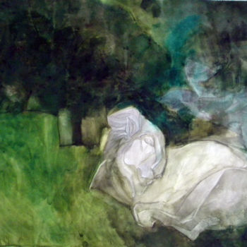 Painting titled "Парк 2 Зеленый лист" by Natalia Kuznetsova, Original Artwork, Watercolor