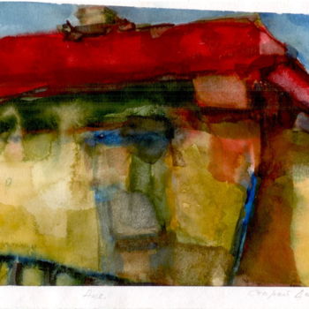 Pittura intitolato "Старый дом. Тень." da Natalia Kuznetsova, Opera d'arte originale, Acquarello