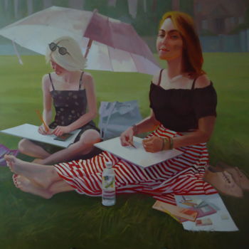 Peinture intitulée "Разговор по душам" par Vadim Kuznetsov, Œuvre d'art originale, Huile
