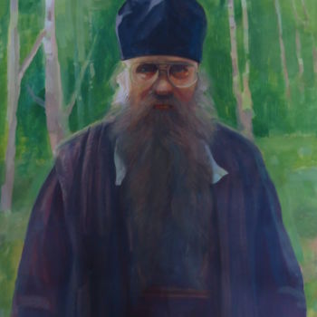 Painting titled "Старец" by Vadim Kuznetsov, Original Artwork, Tempera