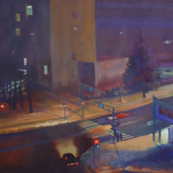 Malerei mit dem Titel ""Розовый снег"" von Vadim Kuznetsov, Original-Kunstwerk, Tempera