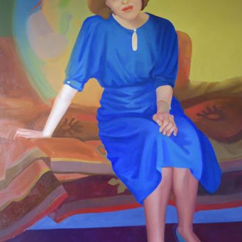 Painting titled ""Нарисованный ангел"" by Vadim Kuznetsov, Original Artwork, Oil