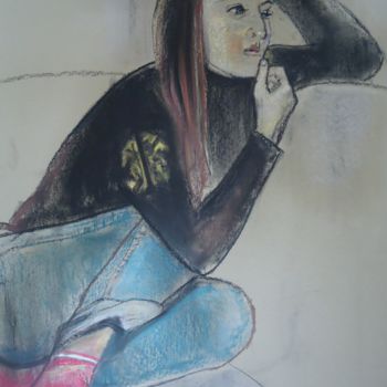 Malerei mit dem Titel "Портрет девушки" von Vadim Kuznetsov, Original-Kunstwerk, Pastell