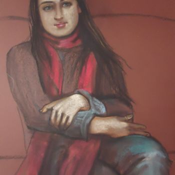 「Портрет "Девушка с…」というタイトルの絵画 Вадим Кузнецовによって, オリジナルのアートワーク, パステル