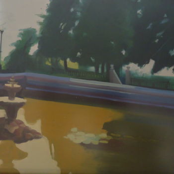 Картина под названием ""Старый фонтан"" - Вадим Кузнецов, Подлинное произведение искусства, Масло