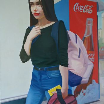 「Дорога в школу」というタイトルの絵画 Вадим Кузнецовによって, オリジナルのアートワーク, オイル