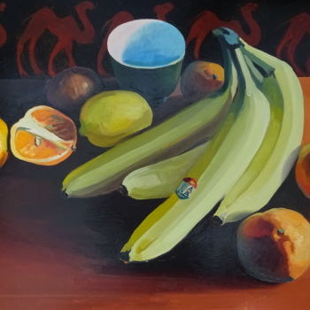 Peinture intitulée "Натюрморт с бананами" par Vadim Kuznetsov, Œuvre d'art originale, Huile