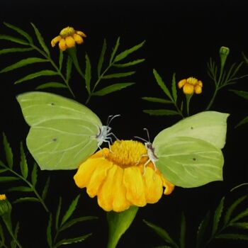Ζωγραφική με τίτλο "Butterflies" από Kvantaliani, Αυθεντικά έργα τέχνης, Λάδι