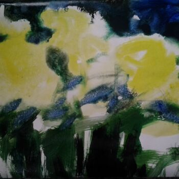Картина под названием "Цветы в сумерках" - Андрей Клюйко, Подлинное произведение искусства, Акварель
