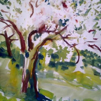 Pintura titulada "Цветущая яблоня" por Andrei Kliuiko, Obra de arte original, Acuarela