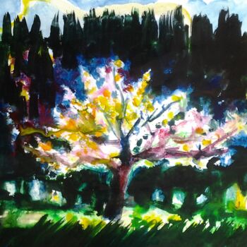 Schilderij getiteld "Цветущее дерево" door Andrei Kliuiko, Origineel Kunstwerk, Aquarel