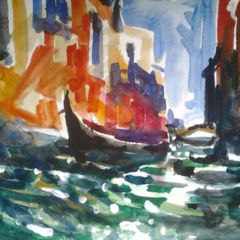 Картина под названием "Полдень в Венеции" - Андрей Клюйко, Подлинное произведение искусства, Акварель