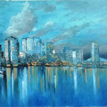 Pintura intitulada "city" por Vitalii Kruhlov, Obras de arte originais, Óleo
