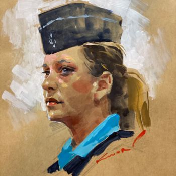 Malerei mit dem Titel "portrait" von Kwon, Original-Kunstwerk, Gouache