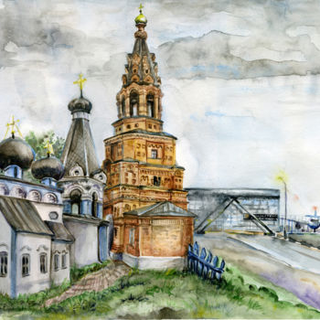 「Чашниково-Шереметье…」というタイトルの絵画 Къеллаによって, オリジナルのアートワーク, 水彩画