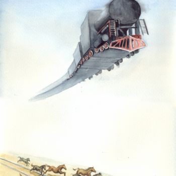 绘画 标题为“Поезд на Сурхарбан” 由Къелла, 原创艺术品