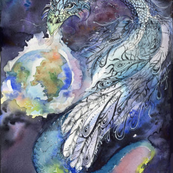 「Сотворение мира (Ай…」というタイトルの絵画 Къеллаによって, オリジナルのアートワーク, 水彩画