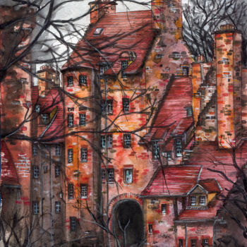 「Краснокаменный замок」というタイトルの絵画 Къеллаによって, オリジナルのアートワーク, 水彩画