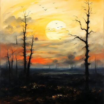 Digitale Kunst getiteld "Sunset #3" door Kyozai, Origineel Kunstwerk, AI gegenereerde afbeelding