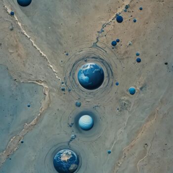 Arts numériques intitulée "Blue Planet" par Kyozai, Œuvre d'art originale, Image générée par l'IA