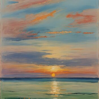 Digitale Kunst getiteld "Sunset #4" door Kyozai, Origineel Kunstwerk, AI gegenereerde afbeelding