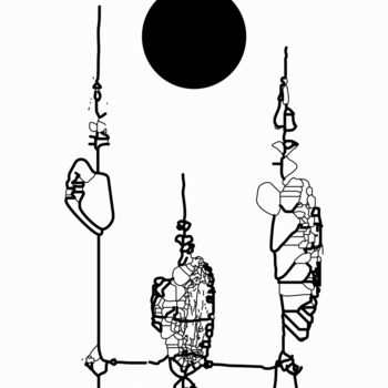「Black Sun 3」というタイトルの描画 Kyriakos Papadopoulosによって, オリジナルのアートワーク, インク