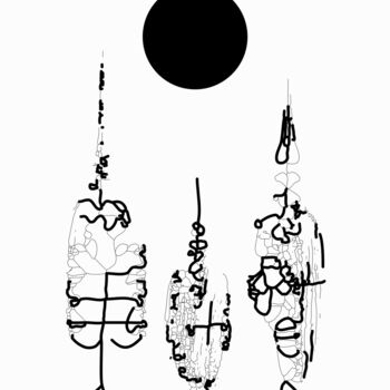 「Black Sun 4」というタイトルの描画 Kyriakos Papadopoulosによって, オリジナルのアートワーク, インク