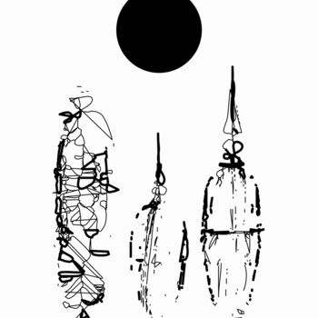 "Black Sun 2" başlıklı Resim Kyriakos Papadopoulos tarafından, Orijinal sanat, Mürekkep