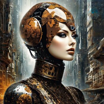 Arts numériques intitulée "Rêve Cybernétique -…" par Kyrielle Fantasy, Œuvre d'art originale, Image générée par l'IA
