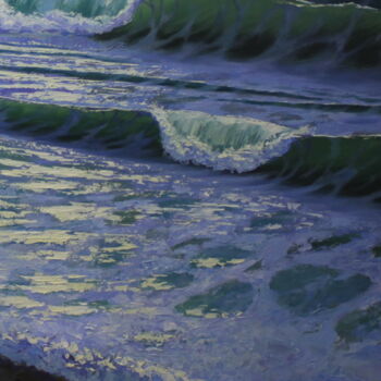 Painting titled "seascape, night sea" by Kyrylo Bondarenko, Original Artwork, Acrylic
