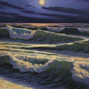 Ζωγραφική με τίτλο "seascape, purple, d…" από Kyrylo Bondarenko, Αυθεντικά έργα τέχνης, Ακρυλικό