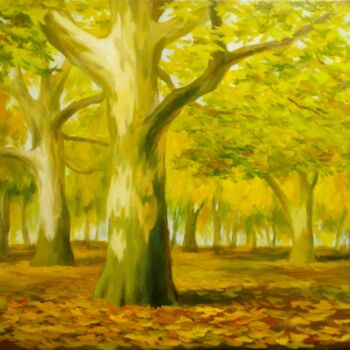 Painting titled "park, realism, trees" by Kyrylo Bondarenko, Original Artwork, Oil
