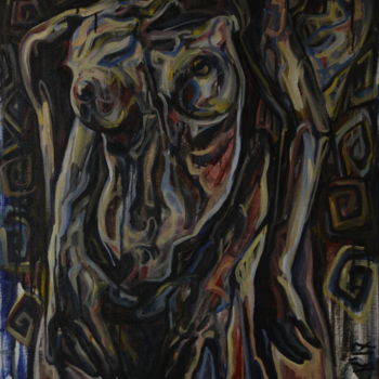 Painting titled "Two" by Evgenii Kuzovkin, Original Artwork, Oil