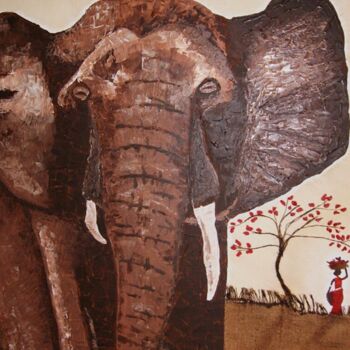 Peinture intitulée "Éléphant  d'Afrique…" par L'Art De Lore, Œuvre d'art originale, Acrylique Monté sur Châssis en bois
